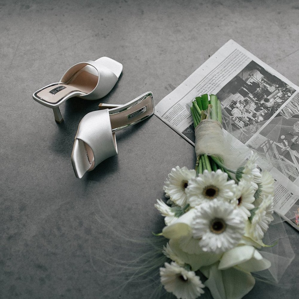 'Be Mine' Bridal Ivory Satin Heels